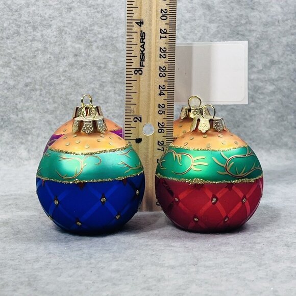 Ornament Place Card Holders Hand‎ Painted Glass with Glitter Set Of 4 Christmas - Picture 10 of 12